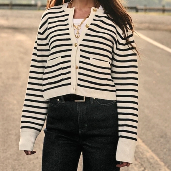 NWT J. Crew Relaxed Emelie Lady jacket In Stripe Size medium - Picture 7 of 9